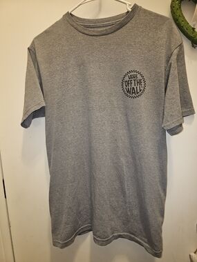 Vans Off The Wall Graphic T-shirt Gray Medium Checkered Circle Logo Front Back